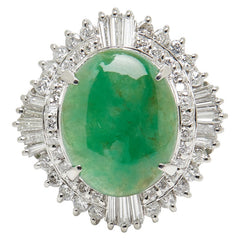 Pt900 プラチナ ヒスイ4.37ct ダイヤ1.02ct リング 指輪 レディース 12号 【中古】