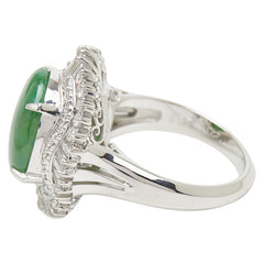 Pt900 プラチナ ヒスイ4.37ct ダイヤ1.02ct リング 指輪 レディース 12号 【中古】