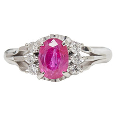 Pt900 プラチナ ルビー1.20ct ダイヤ0.15ct リング 指輪 レディース 10号 【中古】