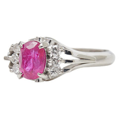 Pt900 プラチナ ルビー1.20ct ダイヤ0.15ct リング 指輪 レディース 10号 【中古】