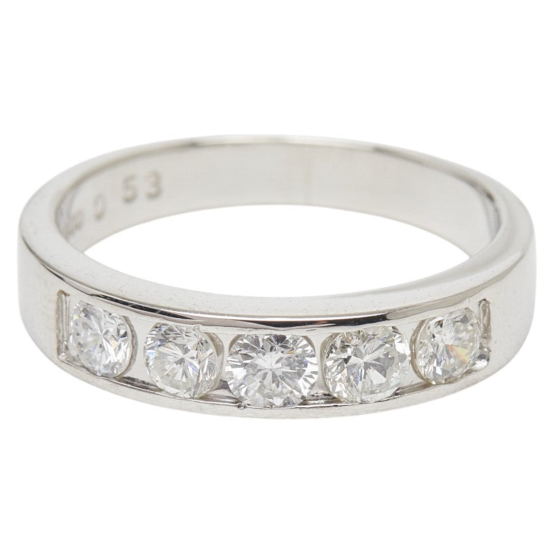 Pt900 プラチナ ダイヤ0.53ct 一文字リング リング 指輪 レディース 7.5号 【中古】