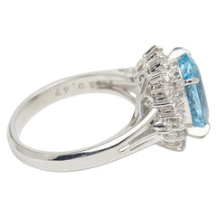 Pt900 プラチナ アクアマリン2.94ct ダイヤ0.47ct リング 指輪 レディース 11.5号 【中古】