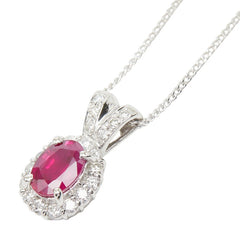 Pt900 プラチナ Pt850 プラチナ ルビー0.92ct ダイヤ0.28ct ペンダント ネックレス レディース 【中古】