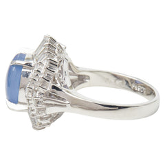 Pt900 プラチナ スターサファイア5.14ct ダイヤ0.95ct リング 指輪 レディース 11号 【中古】