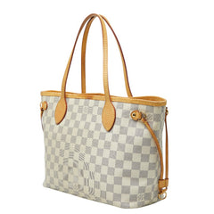 ルイ ヴィトン ダミエ アズール ネヴァーフルPM トートバッグ N51110 ホワイト PVC レザー レディース LOUIS VUITTON 【中古】
