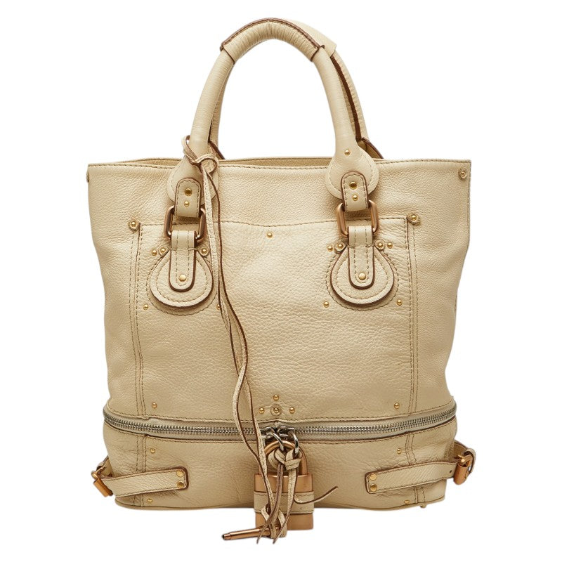 クロエ パディントン トートバッグ ハンドバッグ ホワイト レザー レディース Chloe 【中古】