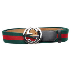 グッチ ベルト サイズ：85/34 411924 マルチカラー ブラック キャンバス レザー メンズ GUCCI 【中古】