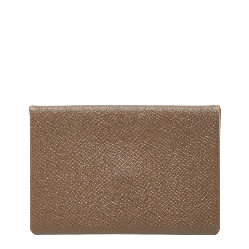 エルメス カルヴィ カードケース パスケース エトゥープ グレージュ ヴォーエプソン レディース HERMES 【中古】