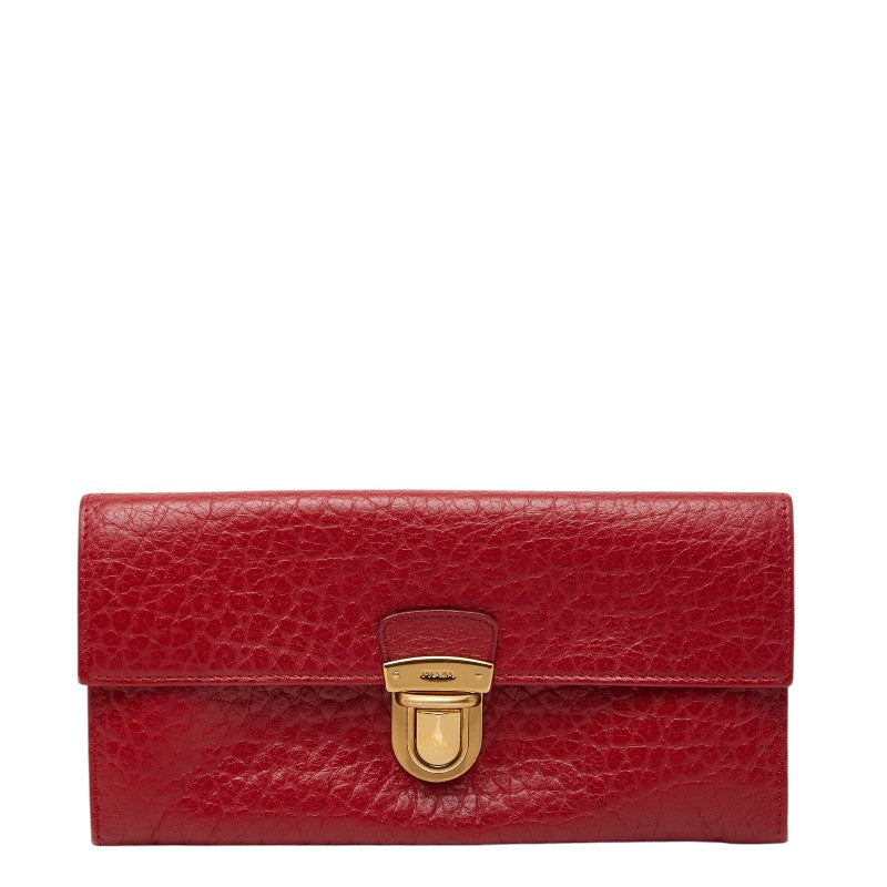 プラダ 長財布 レッド レザー レディース PRADA 【中古】