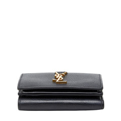 サンローラン YSLロゴ オリガミ タイニーウォレット 三つ折り財布 620287 ブラック レザー レディース SAINT LAURENT 【中古】