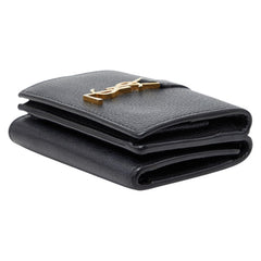 サンローラン YSLロゴ オリガミ タイニーウォレット 三つ折り財布 620287 ブラック レザー レディース SAINT LAURENT 【中古】