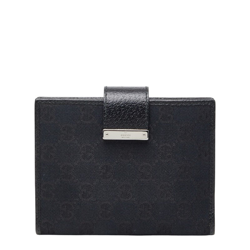 グッチ GGキャンバス - 手帳 手帳カバー 115240 ブラック キャンバス レザー レディース GUCCI 【中古】