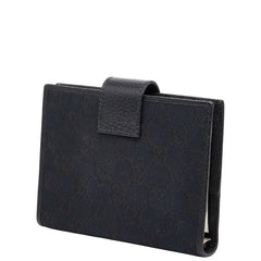 グッチ GGキャンバス - 手帳 手帳カバー 115240 ブラック キャンバス レザー レディース GUCCI 【中古】