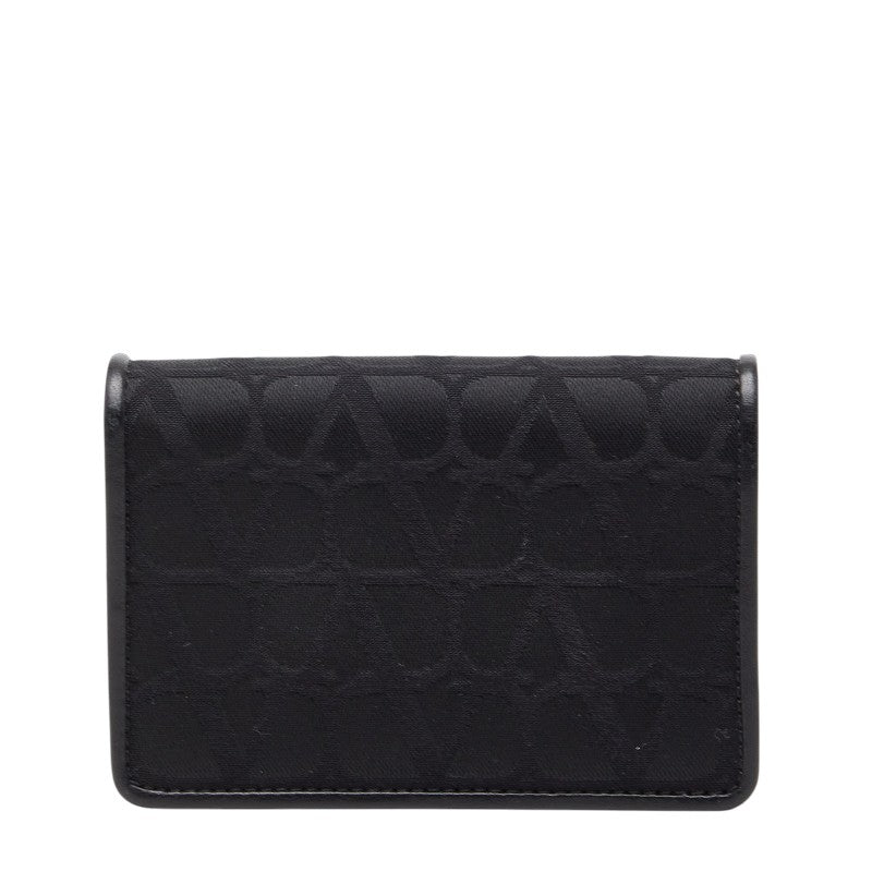 ヴァレンティノ トワル イコノグラフ カードケース パスケース ブラック ナイロン レザー メンズ VALENTINO 【中古】