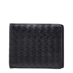ボッテガヴェネタ イントレチャート 二つ折り財布 ブラック レザー メンズ BOTTEGAVENETA 【中古】