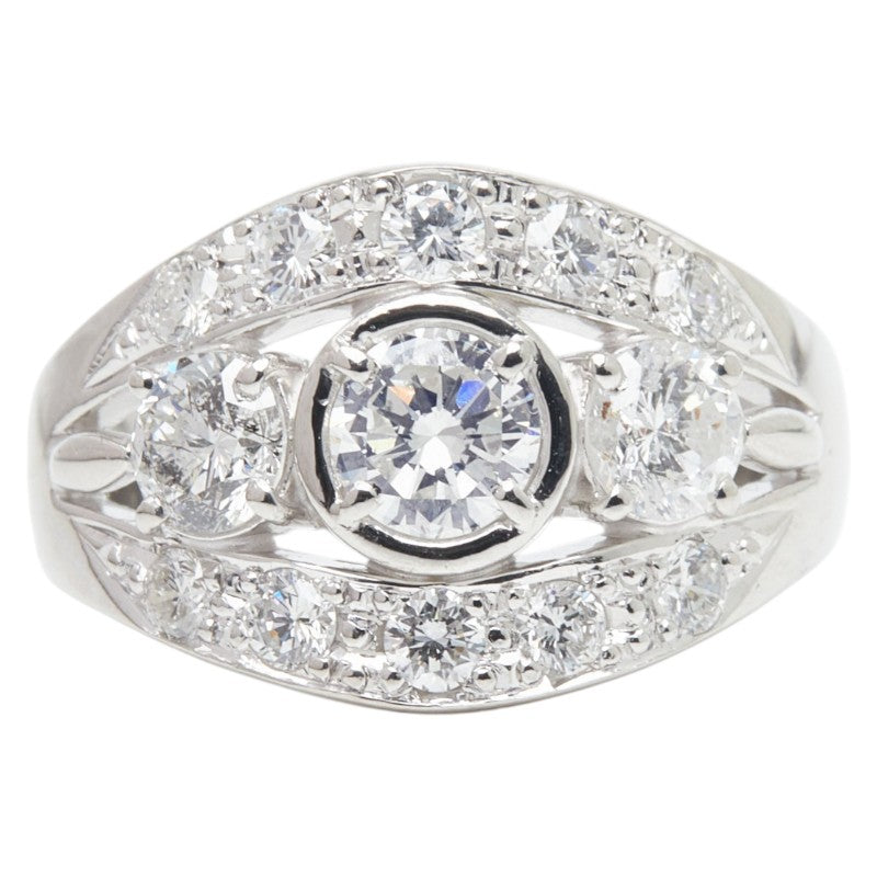 Pt900 プラチナ ダイヤ0.435ct ダイヤ0.50ct ダイヤ0.63ct リング 指輪 レディース 10.5号 【中古】