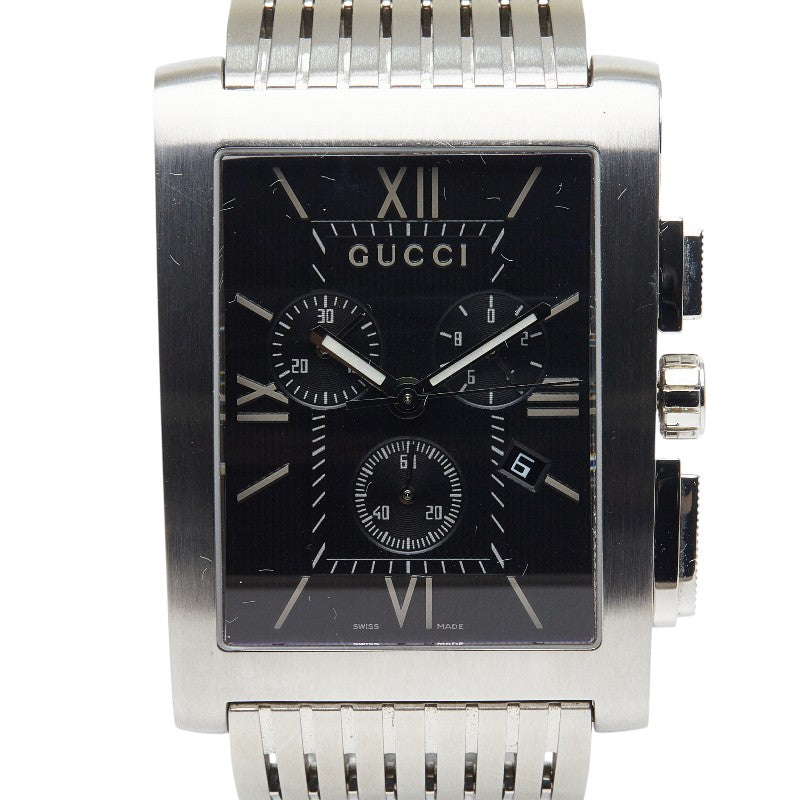 グッチ アクアタイマー Gメトロ 腕時計 8600M クオーツ ブラック文字盤 ステンレススチール メンズ GUCCI 【中古】