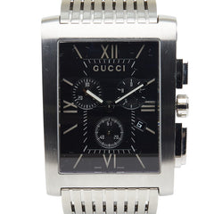 グッチ アクアタイマー Gメトロ 腕時計 8600M クオーツ ブラック文字盤 ステンレススチール メンズ GUCCI 【中古】