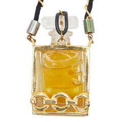シャネル NO5 香水瓶 パフュームボトル モチーフ ネックレス クリア ゴールド ブラック ガラス メッキ ファブリック レディース CHANEL 【中古】