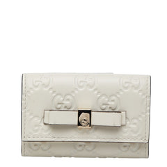 グッチ グッチシマ リボン キーケース 6連 388682 ホワイト レザー レディース GUCCI 中古