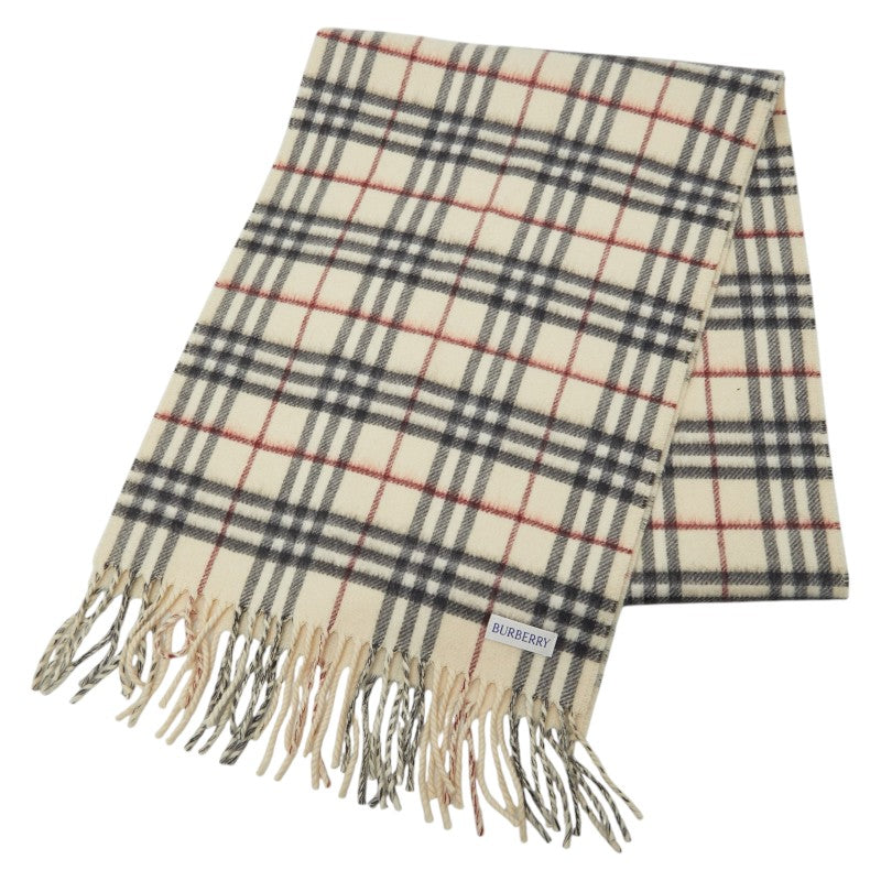 バーバリー ノバチェック リバーシブル マフラー ベージュ マルチカラー カシミヤ レディース BURBERRY 【中古】