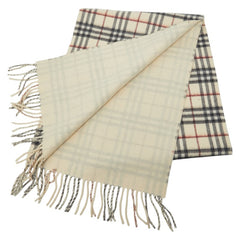 バーバリー ノバチェック リバーシブル マフラー ベージュ マルチカラー カシミヤ レディース BURBERRY 【中古】