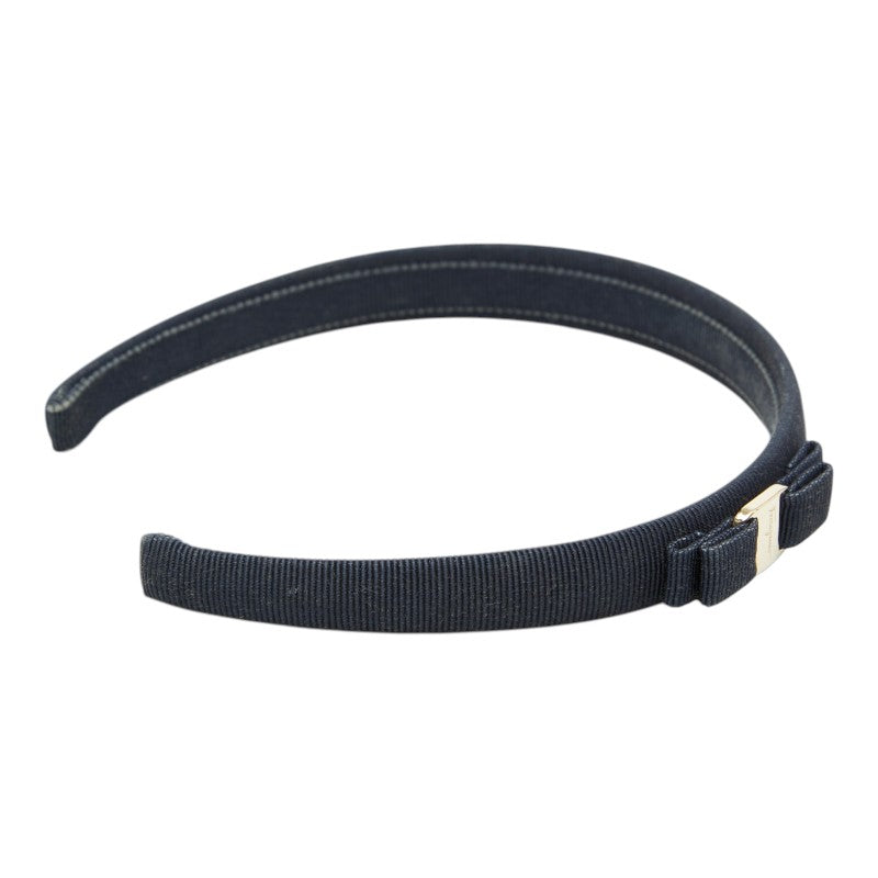 サルヴァトーレフェラガモ ヴァラリボン カチューシャ ヘアアクセサリー ネイビー コットン メッキ レディース Salvatore Ferragamo 【中古】