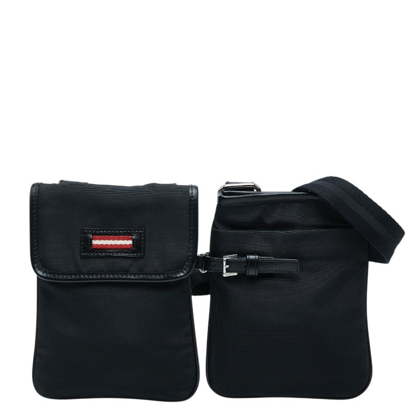 バリー ウエストバッグ ショルダーバッグ 2WAY ブラック キャンバス レザー レディース BALLY 中古