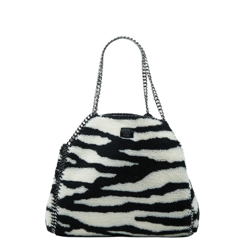 ステラマッカートニー ゼブラ ファラベラ チェーン ショルダーバッグ トートバッグ ホワイト ブラック ボア レディース Stella McCartney 【中古】
