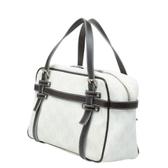 ロエベ リピートアナグラム ハンドバッグ ホワイト ブラウン PVC レザー レディース LOEWE 【中古】