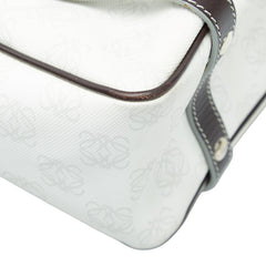 ロエベ リピートアナグラム ハンドバッグ ホワイト ブラウン PVC レザー レディース LOEWE 【中古】