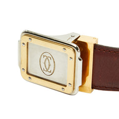 カルティエ マストライン サントス バックルベルト ボルドー ワインレッド レザー メンズ CARTIER 【中古】