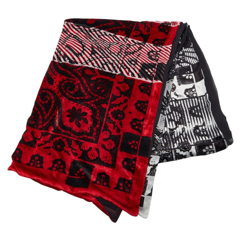 エトロ スカーフ レッド グレー ブラック シルク ビスコース レディース ETRO 【中古】