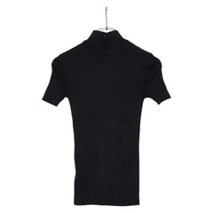 シャネル ハイネックリブ 半袖 ニット サイズ：36 P09543V00379 ブラック コットン レディース CHANEL 【中古】