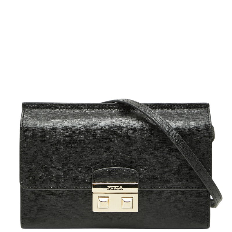 フルラ ベラ 斜め掛け ショルダーバッグ クロスボディ ブラック レザー レディース Furla 【中古】