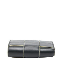 ボッテガヴェネタ マキシイントレチャート カセット 二つ折り財布 ブラック レザー レディース BOTTEGAVENETA 【中古】