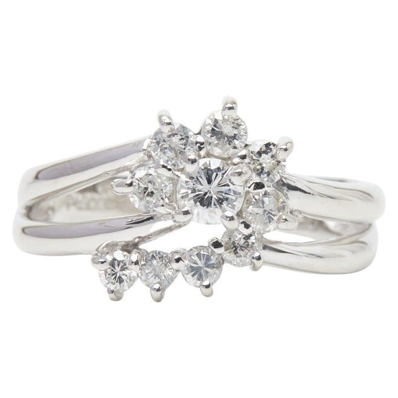 Pt900 プラチナ ダイヤ0.50ct フラワーモチーフ リング 指輪 レディース 9.5号 【中古】