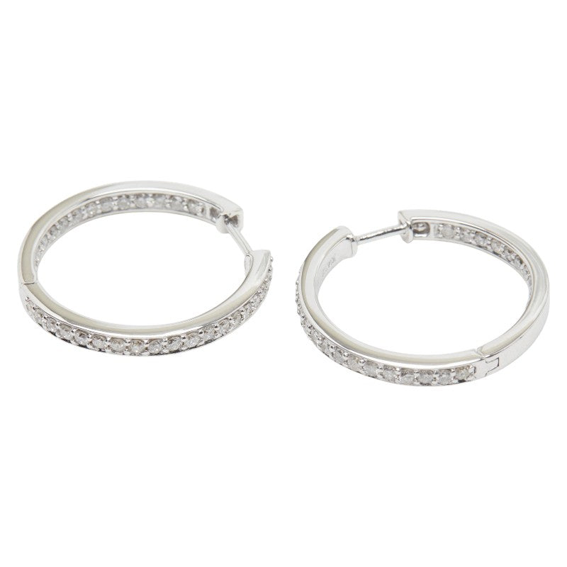 K14WG ホワイトゴールド ダイヤ0.82ct フープピアス ピアス レディース 【中古】