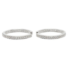 K14WG ホワイトゴールド ダイヤ0.82ct フープピアス ピアス レディース 【中古】