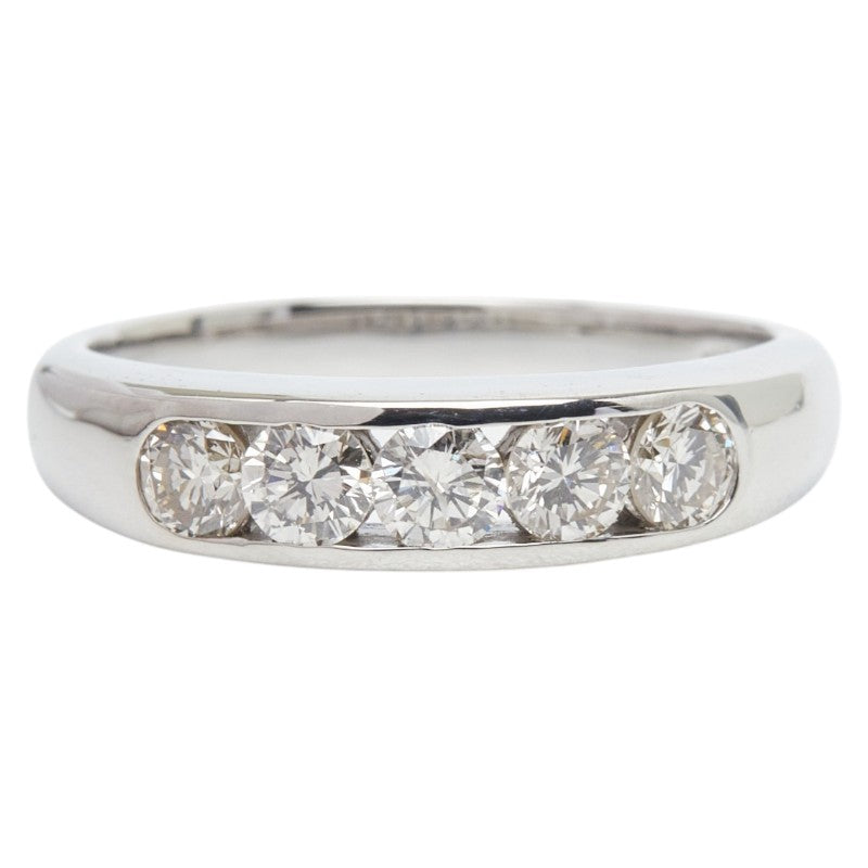 Pt850 プラチナ ダイヤ0.68ct 一文字リング リング 指輪 レディース 13号 【中古】