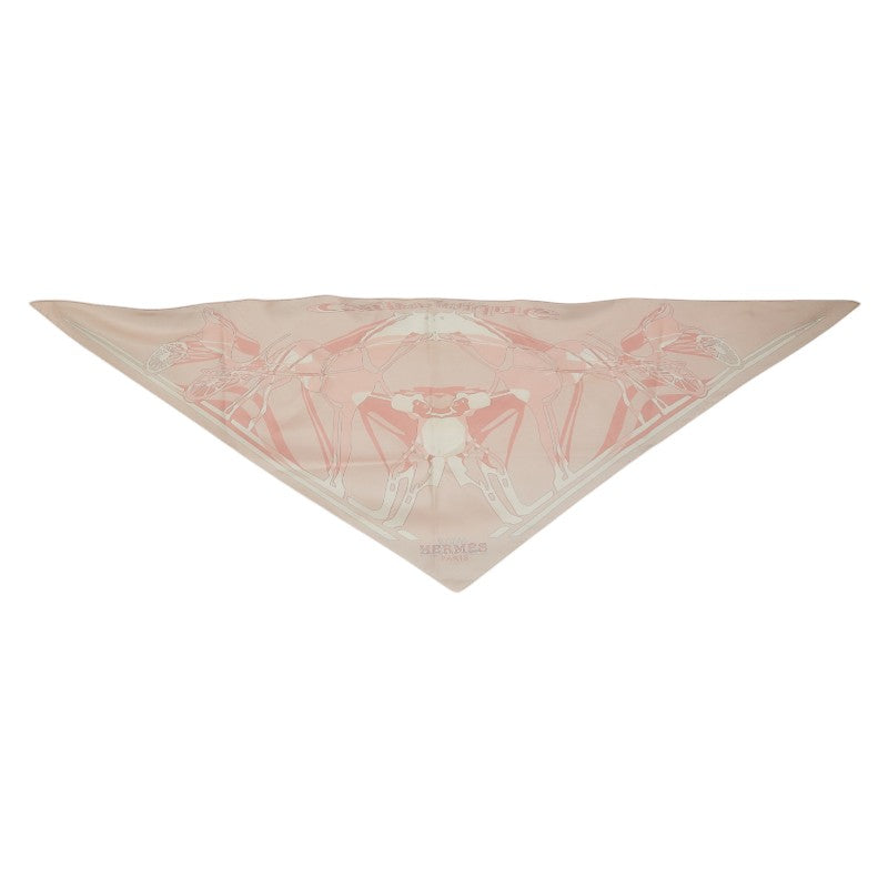 エルメス ポワントゥ caleche elastique スカーフ ピンク ホワイト シルク レディース HERMES 【中古】