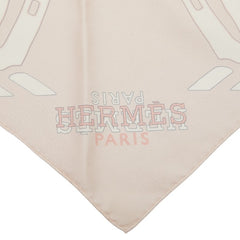 エルメス ポワントゥ caleche elastique スカーフ ピンク ホワイト シルク レディース HERMES 【中古】