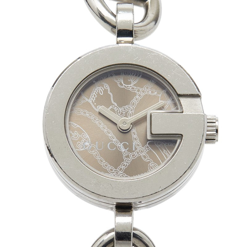 グッチ Gチャーム 腕時計 107 クオーツ シルバー文字盤 ステンレススチール レディース GUCCI 【中古】