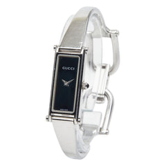 グッチ バングルウォッチ 腕時計 1500L クオーツ ブラック文字盤 ステンレススチール レディース GUCCI 【中古】