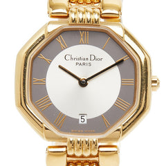 ディオール オクタゴン 腕時計 D48-153 クオーツ グレー文字盤 メッキ レディース Dior 【中古】