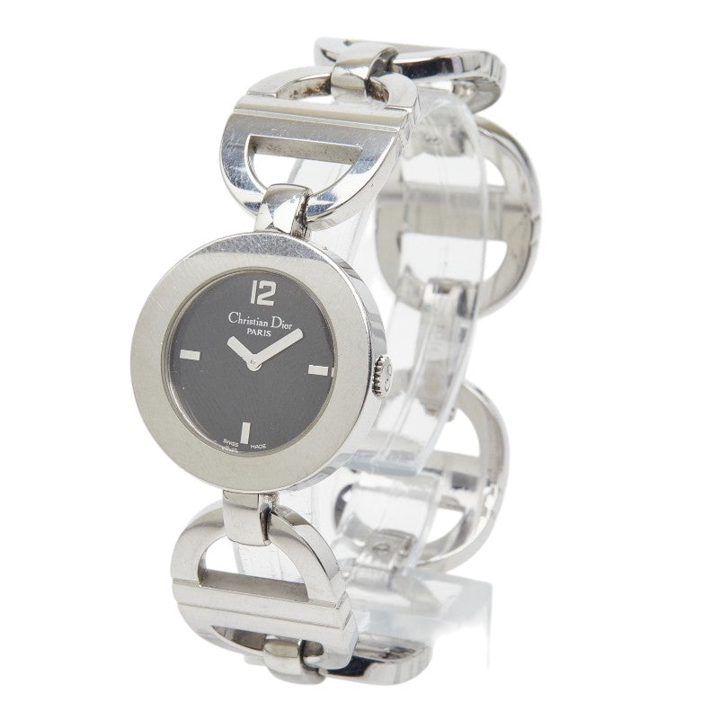 ディオール マリス 腕時計 CD022110 クオーツ ブラック文字盤 ステンレススチール レディース Dior 【中古】