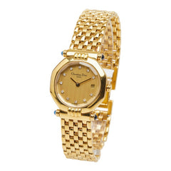 ディオール スウィング オクタゴン 腕時計 D64 151 クオーツ ゴールド文字盤 メッキ レディース Dior 【中古】