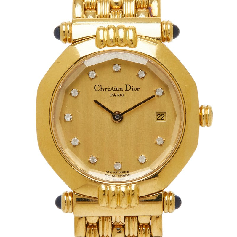 ディオール スウィング オクタゴン 腕時計 D64 151 クオーツ ゴールド文字盤 メッキ レディース Dior 【中古】