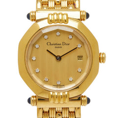 ディオール スウィング オクタゴン 腕時計 D64 151 クオーツ ゴールド文字盤 メッキ レディース Dior 【中古】