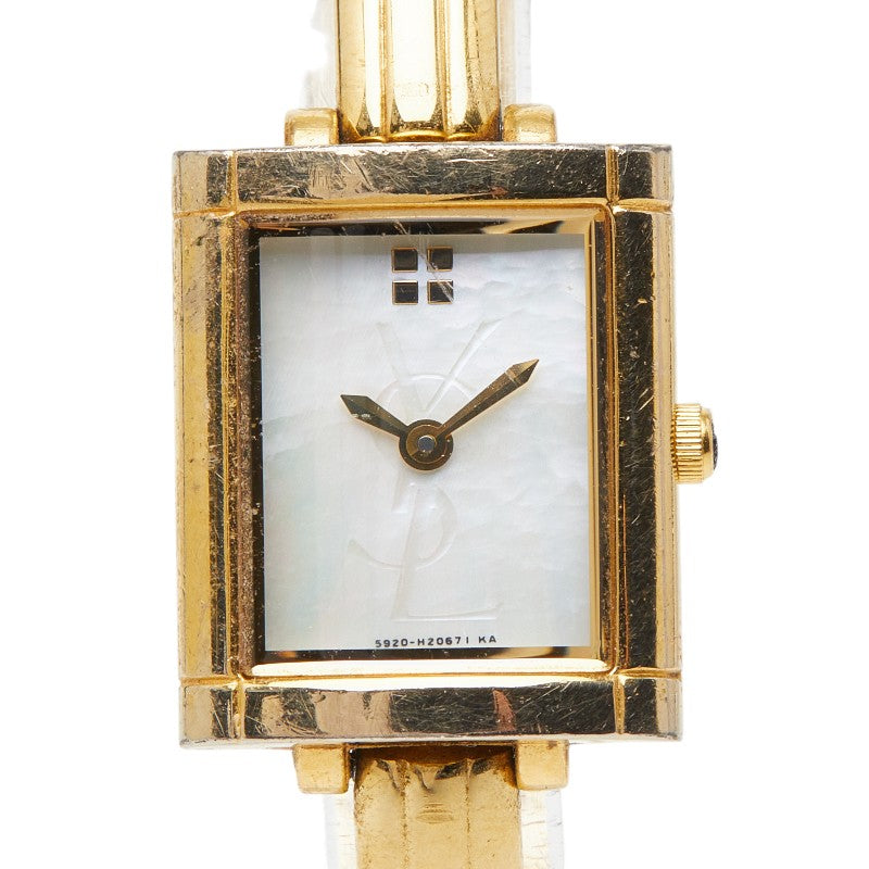 サンローラン バングルウォッチ 腕時計 シェル文字盤 5920-H12115 クオーツ ホワイト文字盤 メッキ レディース SAINT LAURENT 【中古】